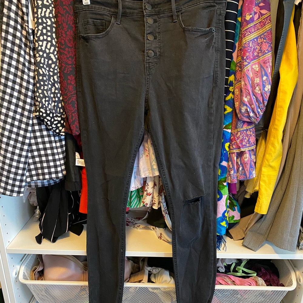 Old Navy RS High Waist Button Front Black Jeans